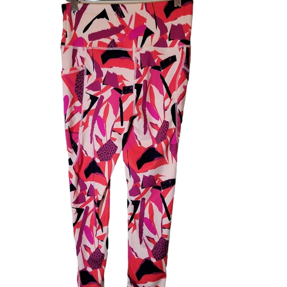 J.Dow Fitness Leggings Womens Sz Small 2 Pockets Multi Color Summer Workout Pant - Picture 2 of 7